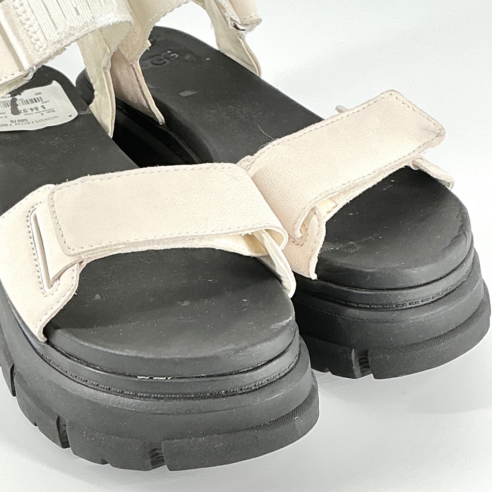 UGG Womens Size 9 Slide White Leather Chunky Lug Platform Sandal NEW Ashton $187 - Picture 2 of 15